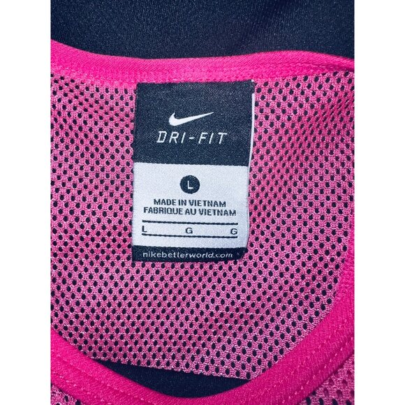 Nike Dri-Fit Long Sleeve Black Top Pink Mesh Detail Large - Picture 3 of 6